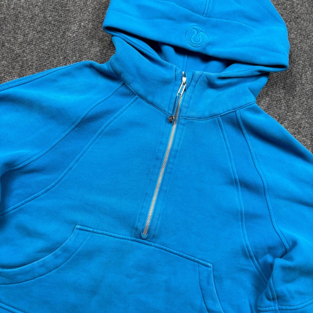 Lululemon Scuba Oversized Half Zip Hoodie Women's M/L Bright Blue Cropped